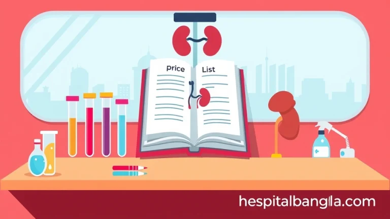 ন্যাশনাল ইনস্টিটিউট অফ ইউরোলজি ঢাকা: টেস্টের মূল্য তালিকা